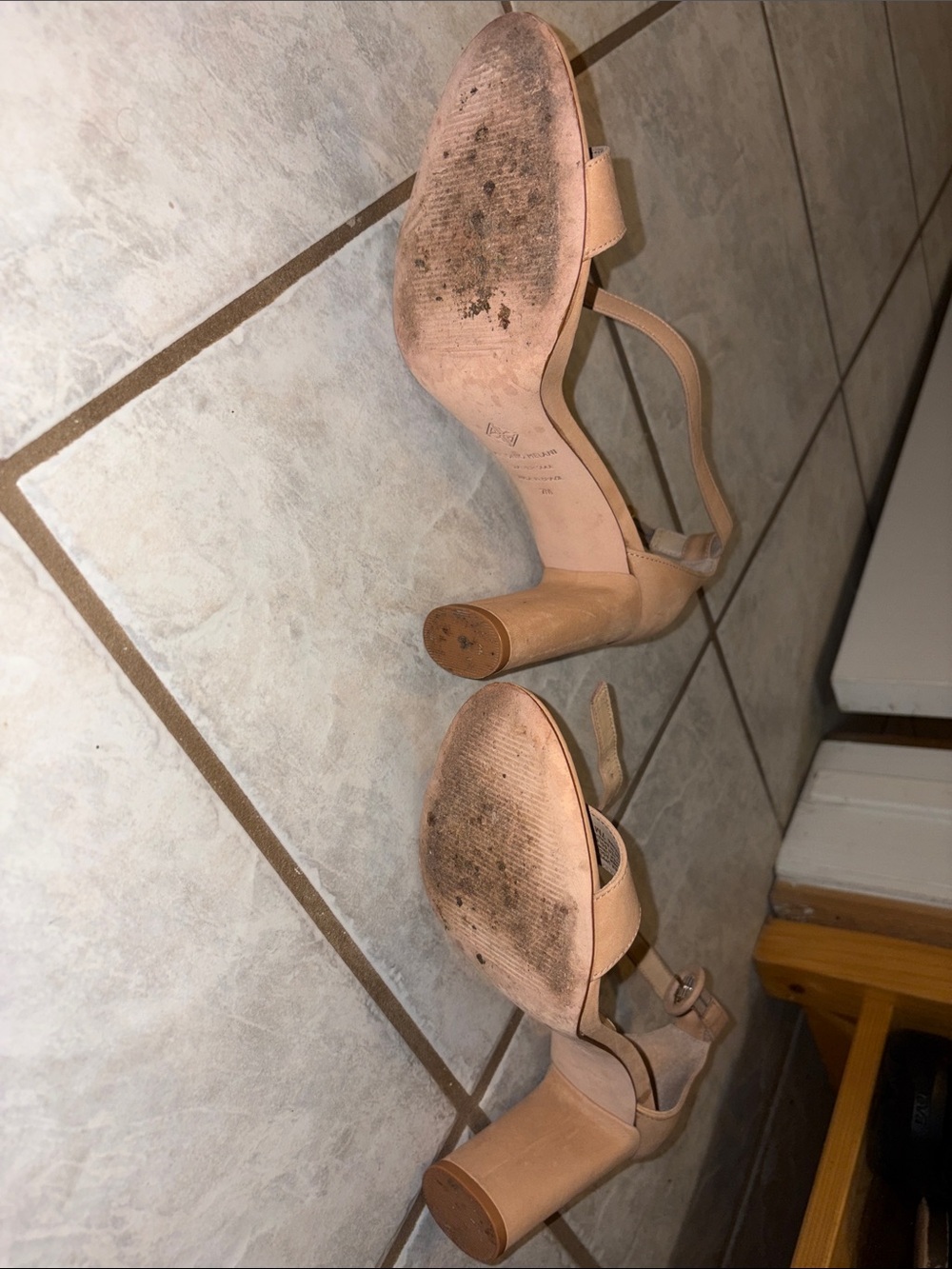 ANTONIO MELANI Blush Nude Open-Toe Ankle Strap Block Heels - Picture 6 of 6